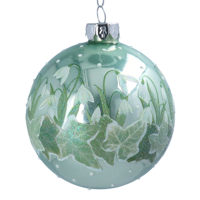 Pearl Sage Green w Snowdrops & Ivy Glass