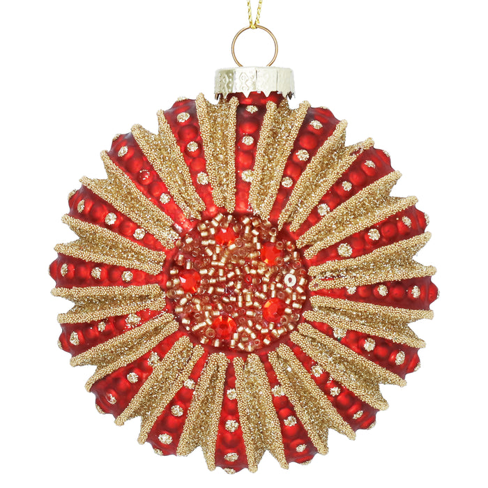 Red/Gold Ornate Glass Disc Dec