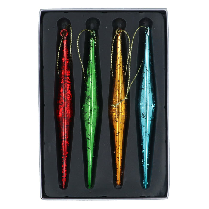 Coloured Glass Long Drops, Box/4               /