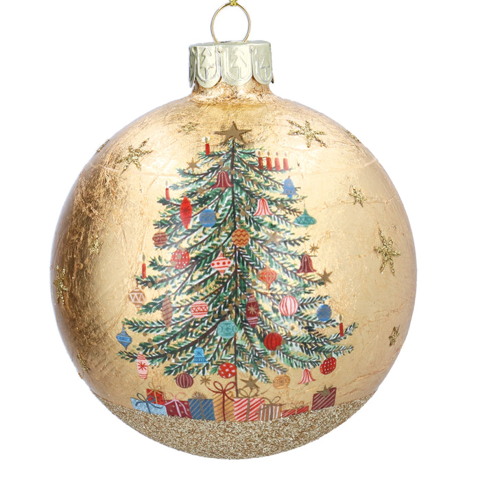 Glass Ball, 8cm - Gold Leaf - Nostalgia Tree