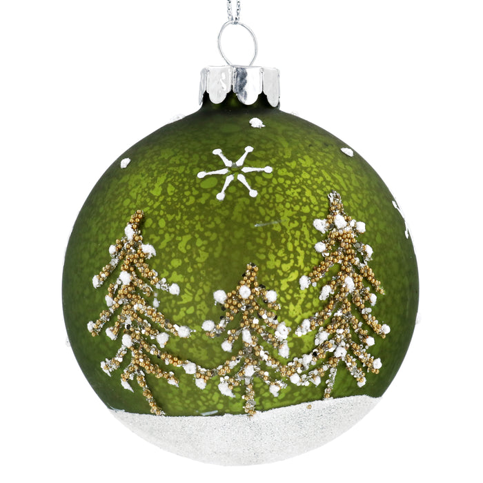 Mottled Green/White Sparkling Glass Ball