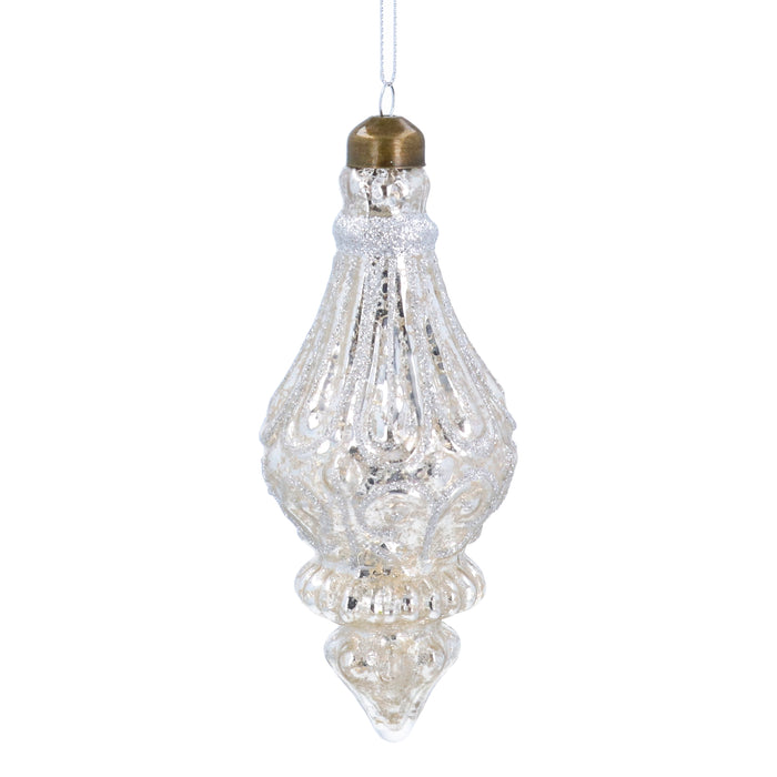 Clear Embossed Glass Finial Drop