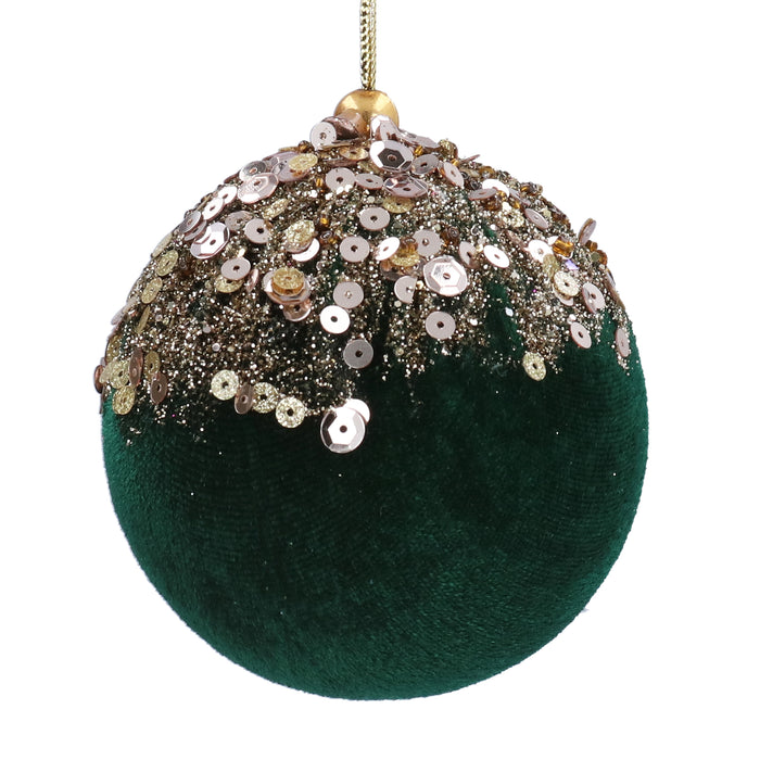 Green Velvet Ball w Gold Cascade