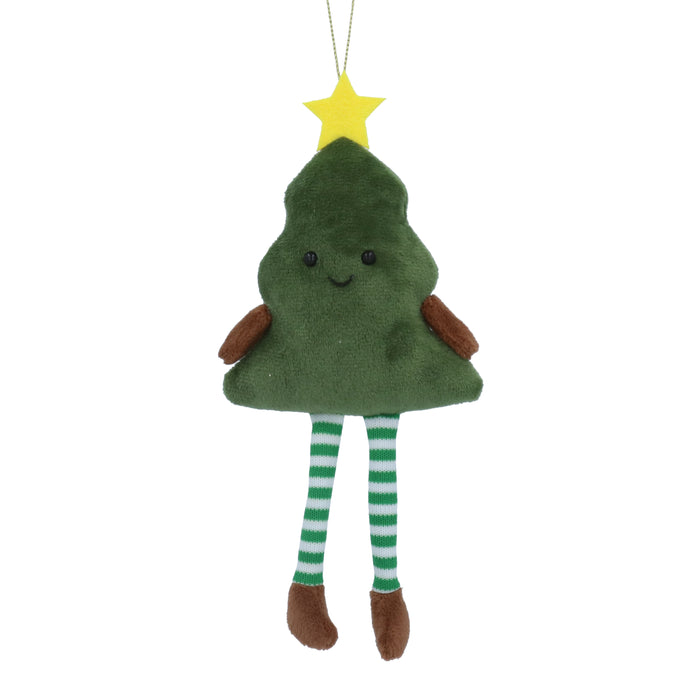 Green Fabric Smiling Christmas Tree Dec