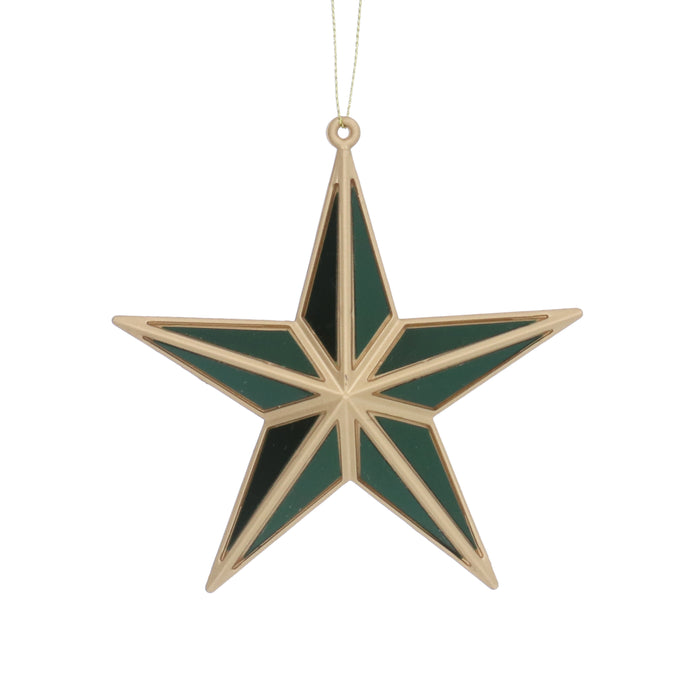 Gold Acrylic Green/Mirror 5-Point Star Dec, Sml