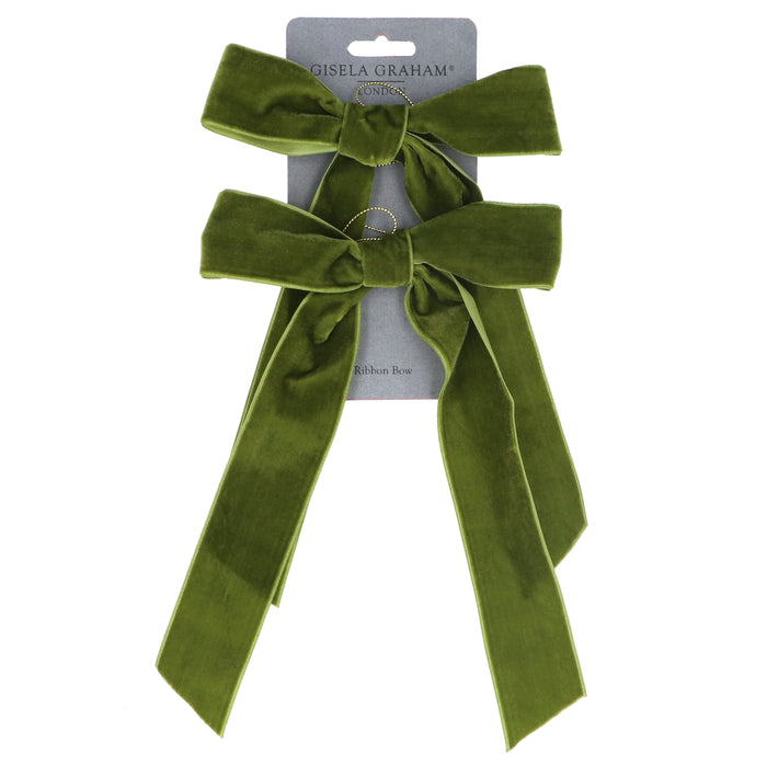 Green Velvet Bow Dec, Pack/2