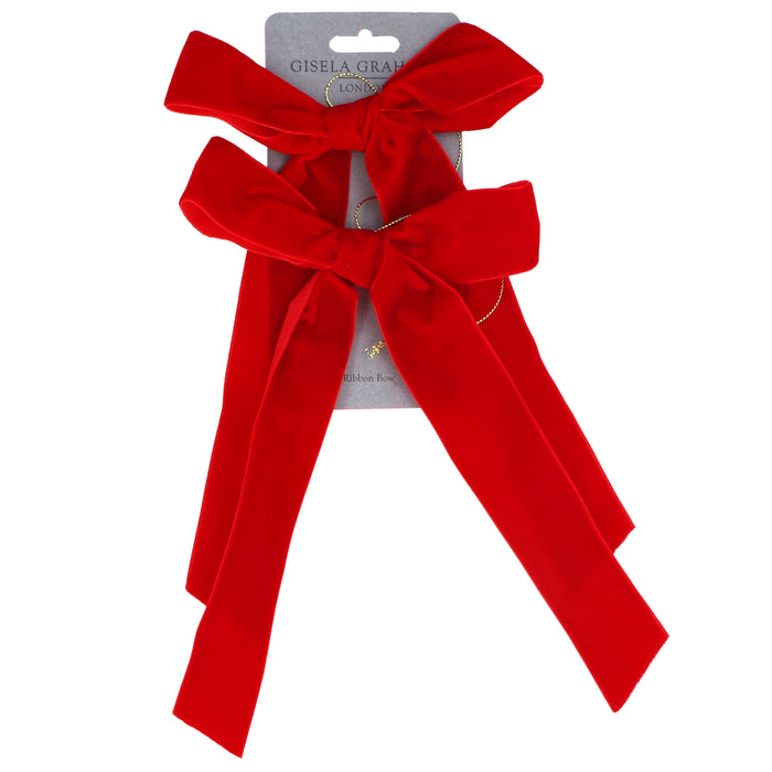 Red Velvet Bow Dec, Pack/2