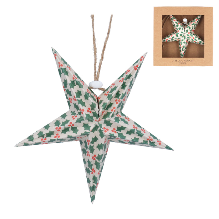 Holly Pattern Paper Star Dec, Sml, Fully