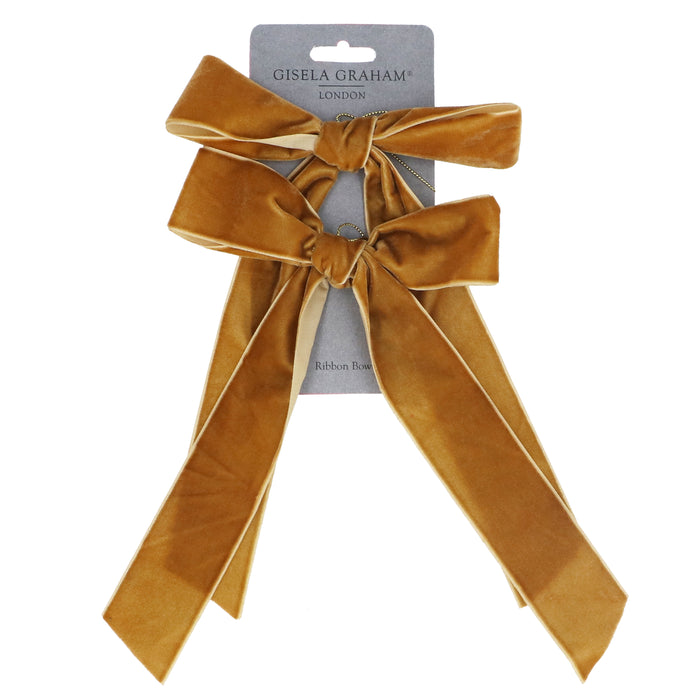 Gold Velvet Bow Dec, Pack/2