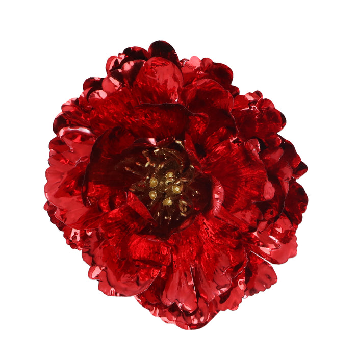 Red Foil Dahlia Clip