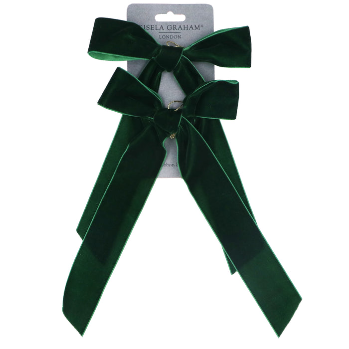Dark Green Velvet Bow Dec, Pack/2