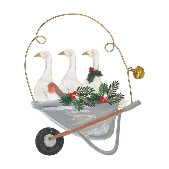 Wood Dec, 8cm - Geese/Robin w Wheelbarrow
