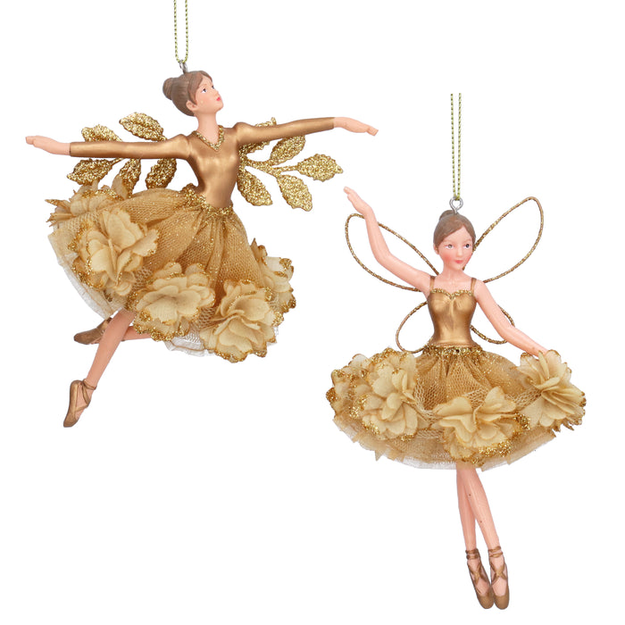 Resin Fairy, 15cm - Gold/Floribunda, 2as