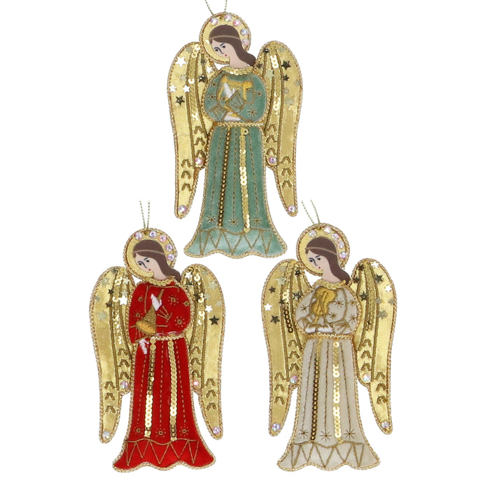 Velvet Angels Dec, 12cm - Red/Green/White, 3as