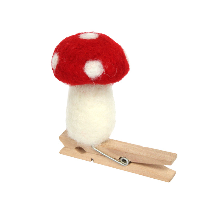 Felted Wool Mix Toadstool On Peg