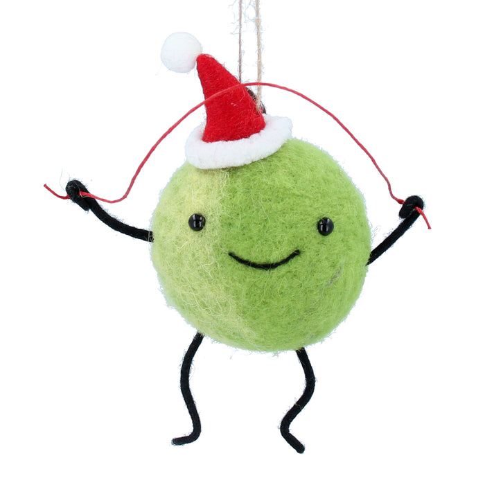 Mixed Felted Wool Santa Sprout w Skipping Rope