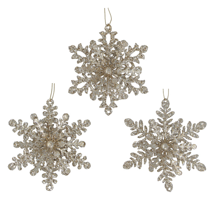 Gold Sparkling Tin Snowflake Dec