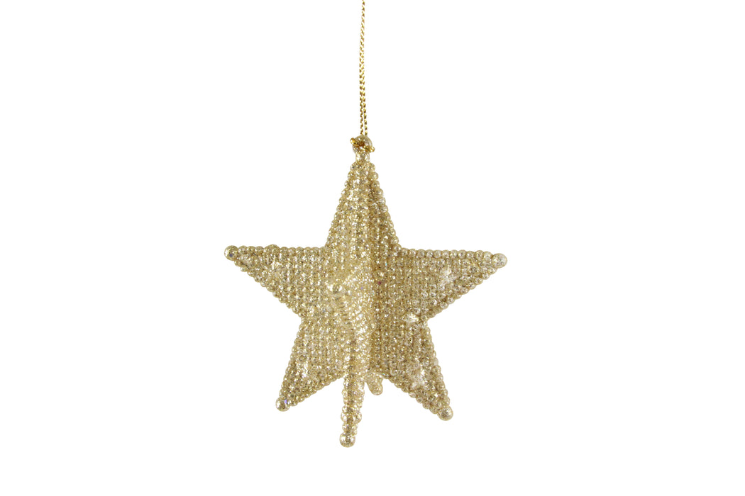 Pale Gold Sparkling Acrylic 3-D 5-Point Star De