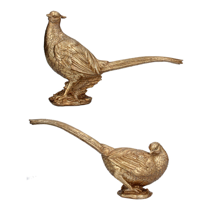Gold Resin Pheasant Orn, 2as