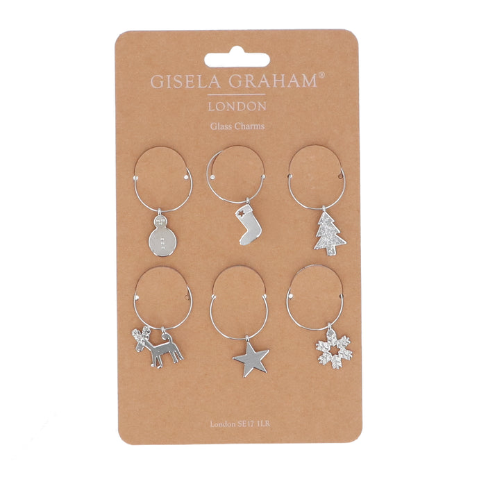 Silver Metal Glass Charms, Pack/6