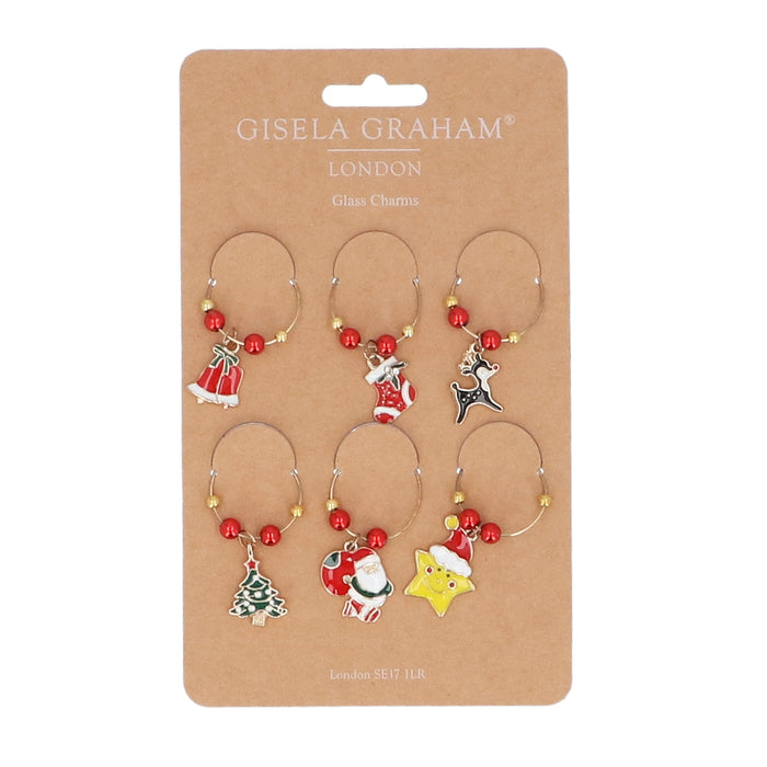 Metal Novelty Christmas Wine Charms, Box/