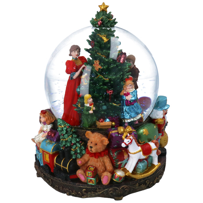 Family Christmas Tree Music Snow Dome, Lg