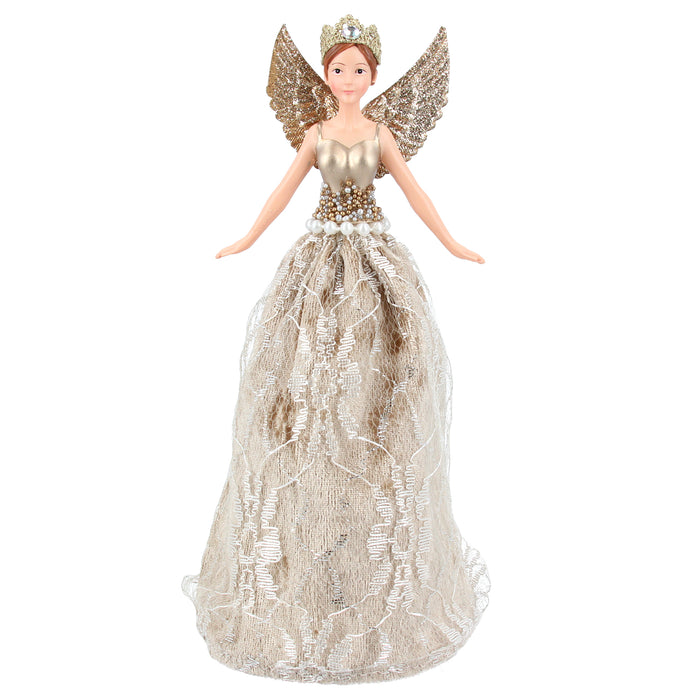 Lux Gold Lace Tree Top Fairy, Sml