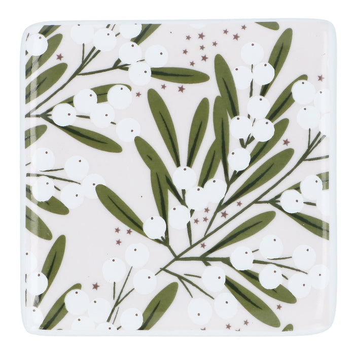 Mistletoe Porcelain Coaster