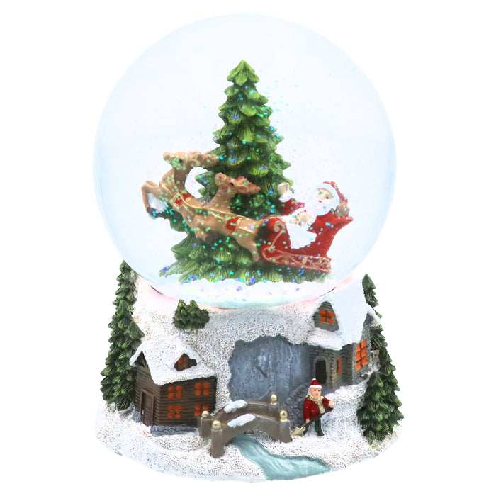 Santa in Sleigh Musical Snow Dome
