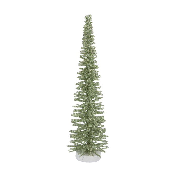 Slim Green Glitter Wide Bristle Tree, Sml