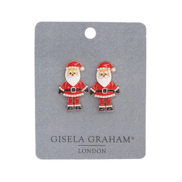 Metal/Enamel Santa Earrings