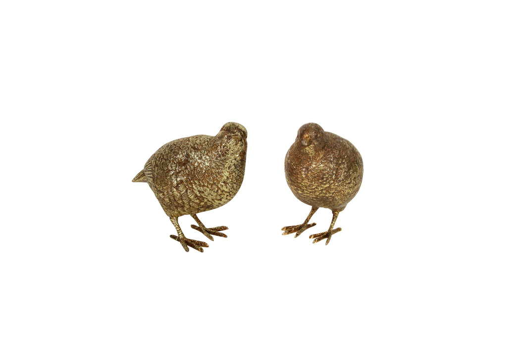 Gold Resin Partridge Orn, 2as