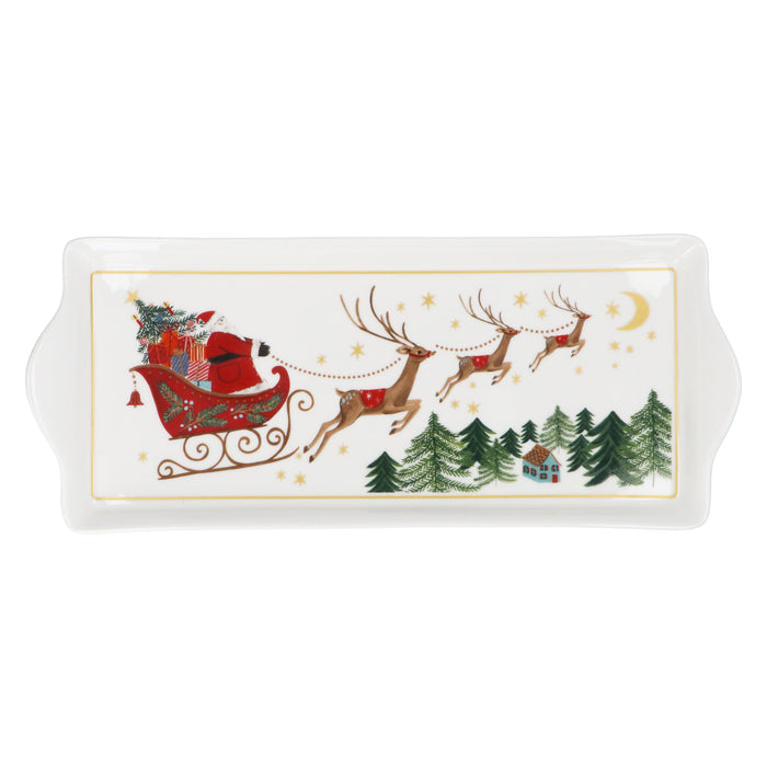 Bone China Rect Plate - Nostalgia Sleigh