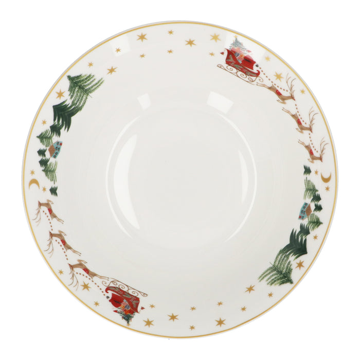 Bone China Serving Bowl - Nostalgia Sleigh