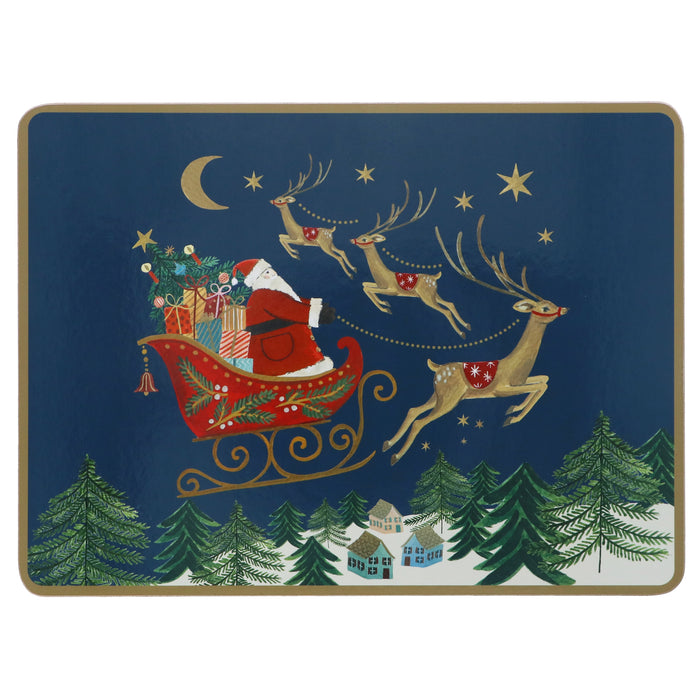 Cork Based Placemats, Pack/4 - Nostalgia Sleigh