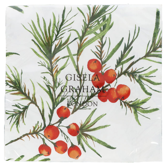 Napkins, Pack/20 - Spruce & Red Berries