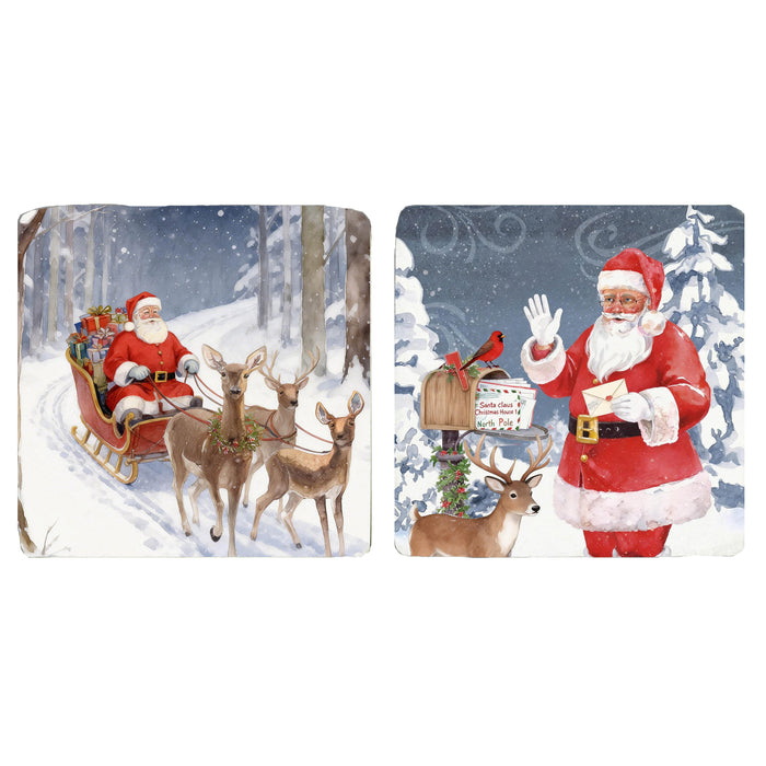 Resin Coaster - Santa Snowscene, 2as