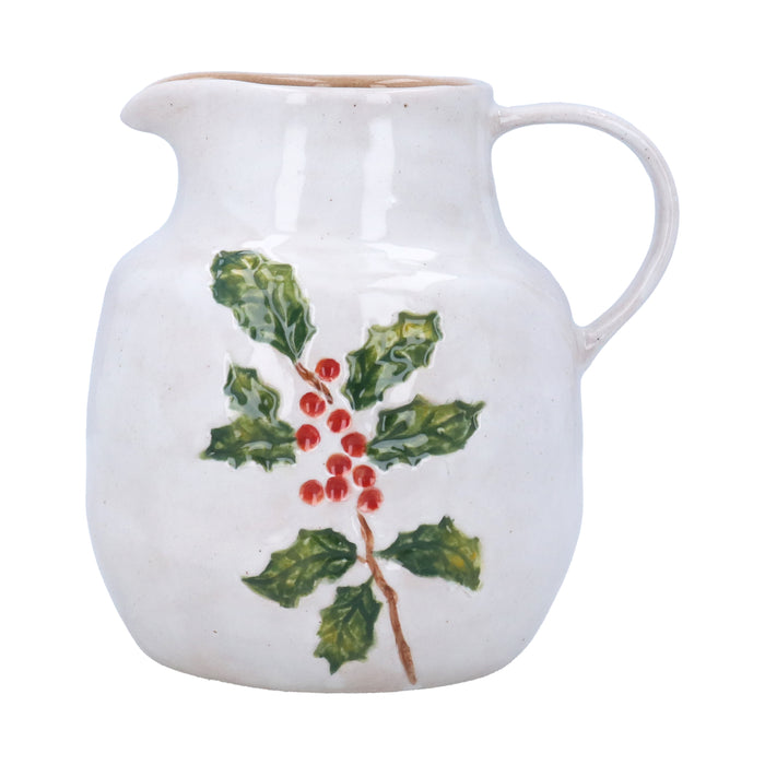 Stoneware Jug, Lge - Holly & Berries