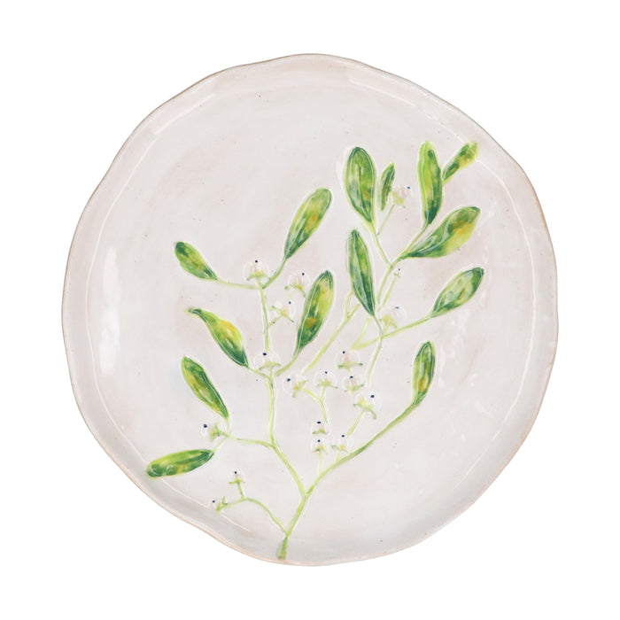 Stoneware Round Plate - Mistletoe