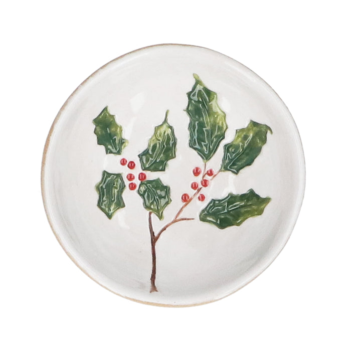 Stoneware Bowl, Sml - Holly & Red Berries