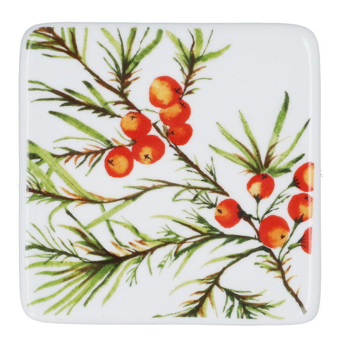 Porcelain Coaster - Fir & Berries
