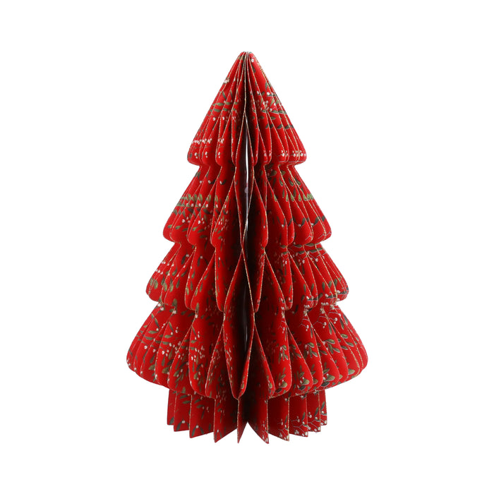 Paper Honeycomb Tree - Red w Mistletoe, Med