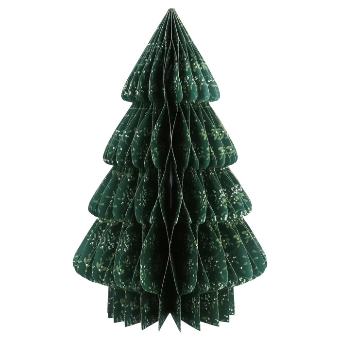 Paper Honeycomb Tree - Green w Mistletoe., Lge