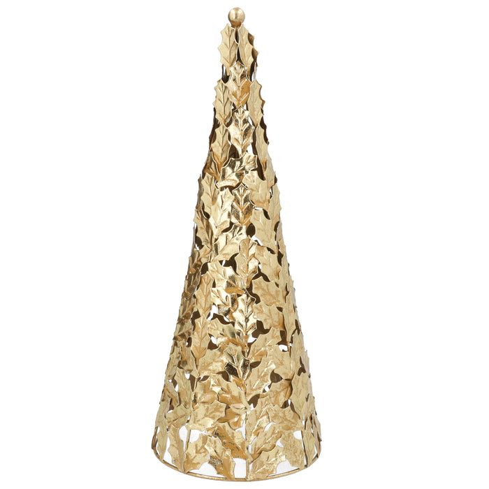 Metal Tree, 47cm - Gold Holly Leaves