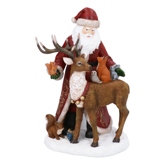 Resin Orn, 29cm - Santa w Animals