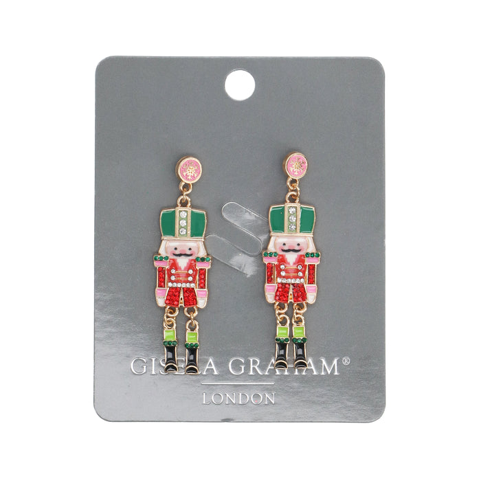 Metal/Enamel Earrings - Nutcracker