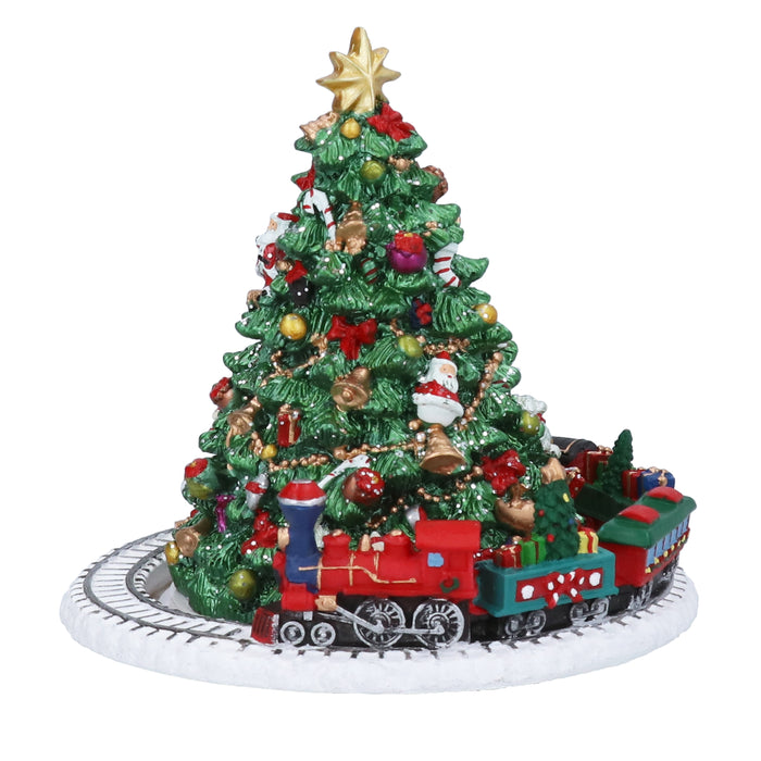 Resin Music Box, 18cm - Tree/Toy Train