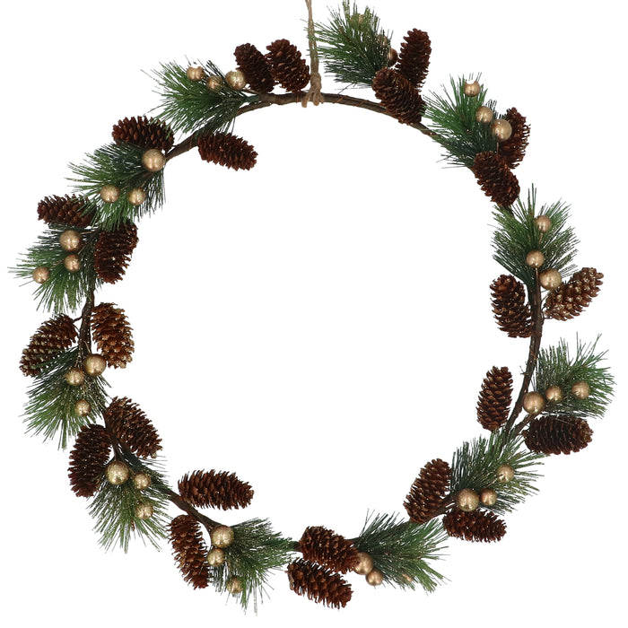 Pine Cone/Fir/Gold Berries Narrow Wreath