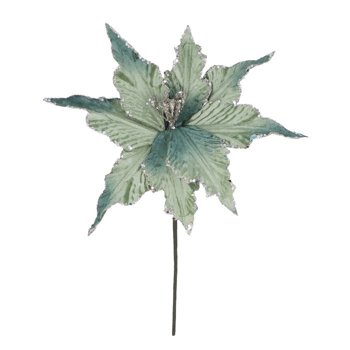 Pale Green Velvet Poinsetta Pick