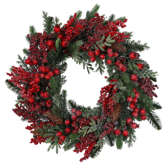 Wreath, 54cm - Spruce w Varied Red Berries